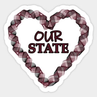 Our State Heart Wreath - Maroon, Black, & White Sticker